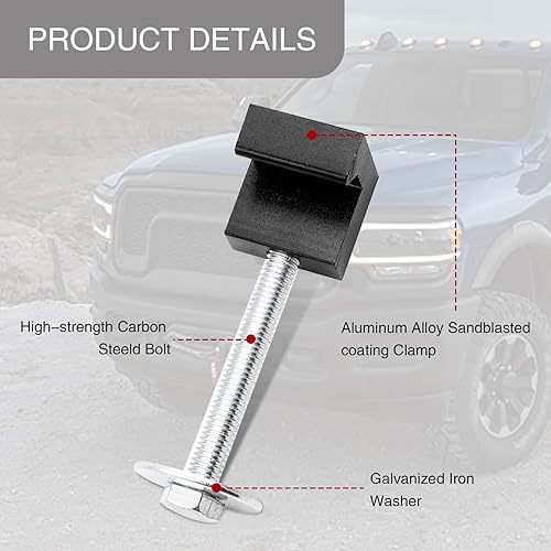 Miniatura 4 de 4 soportes para cajas de herramientas de modificación de camión, 58 pulgadas de metal duradero sin taladro, gancho en J de automóvil, universal,