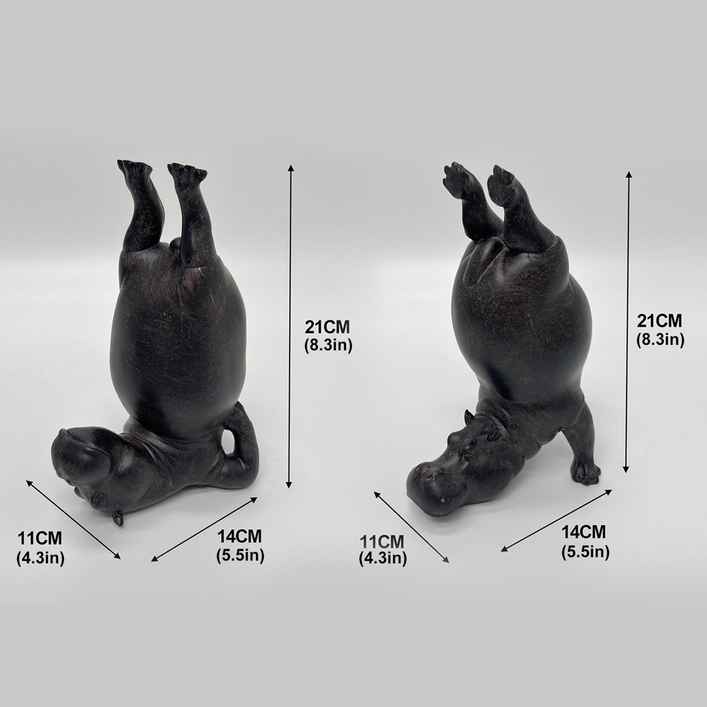Lot de 2 Serre-Livres de Yoga Hippopotame en résine Lourde décor Animalier Double Fonction
