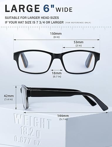 Miniatura 3 de Reading Glasses Men 4-Pack,Large Square Readers,Rectangular FrameOversized Comfort Readers with Spring Hinge