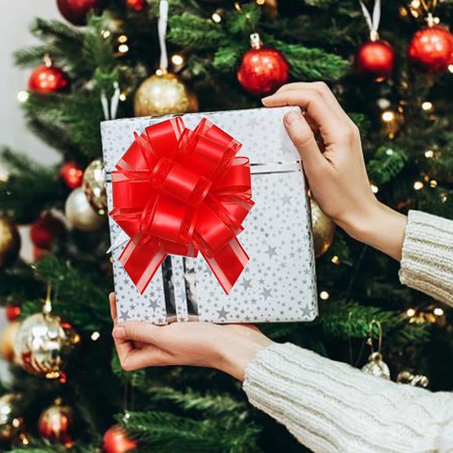 OZXCHIXU 20pcs Pull Bows Gift Wrapping Ribbon for Birthday Christmas Wedding Gift Boxes Baskets Valentine‘s Day Wrap Accessory for Gift Present Holiday Decor (Red) - Image 4