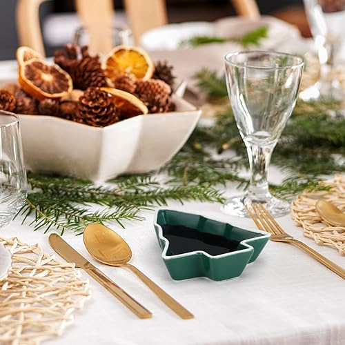 Miniatura 5 de Bandeja pequeña de cerámica para aperitivos de árbol de Navidad, bandeja de porcelana para servir Navidad, plato de chips, plato de joyería, bandeja
