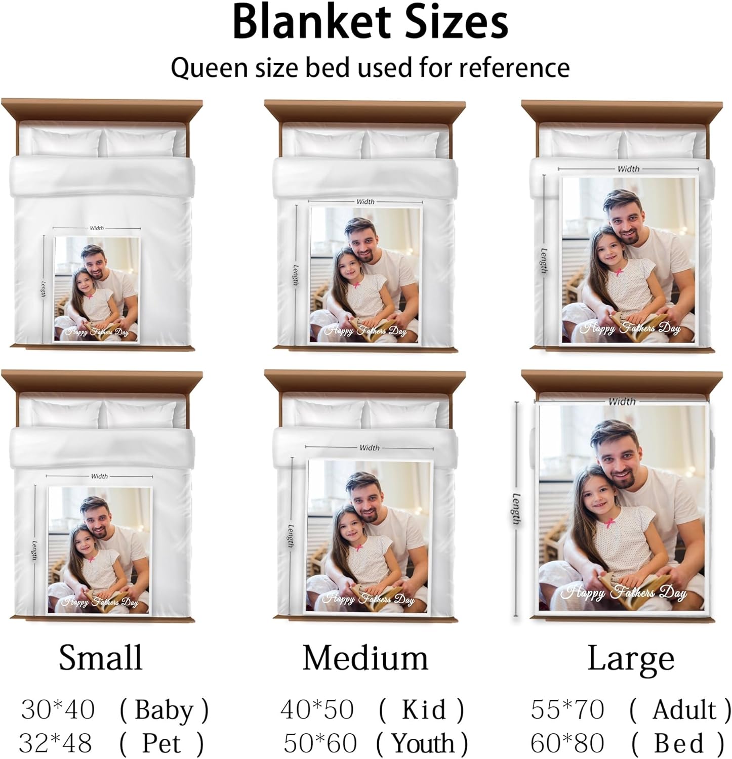 Fathers Day Custom Blanket for Dad from Daughter Son Customized Throw Photo Blankets Personalized Fathers Day Birthday Gifts with Photo Text Gifts for Men Husband - Image 6