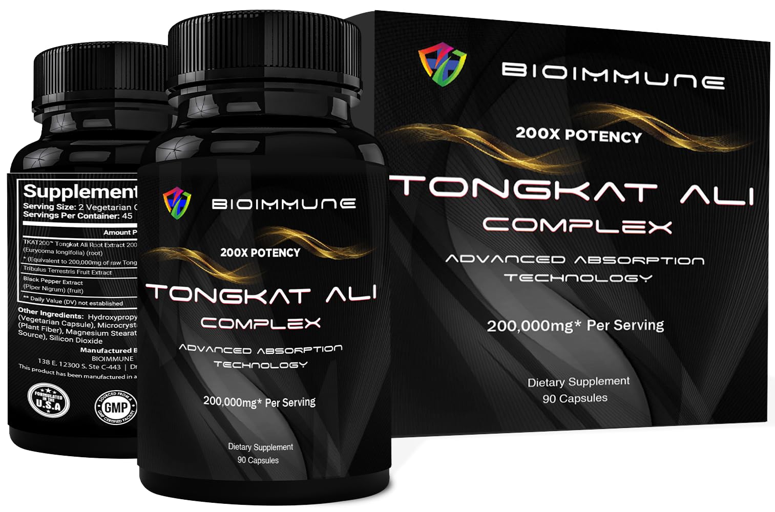 Longjack Tongkat Ali Extract Capsules 200x Strength | Equal to 200,000 mg | Muscle Mass Strength, Drive, Performance