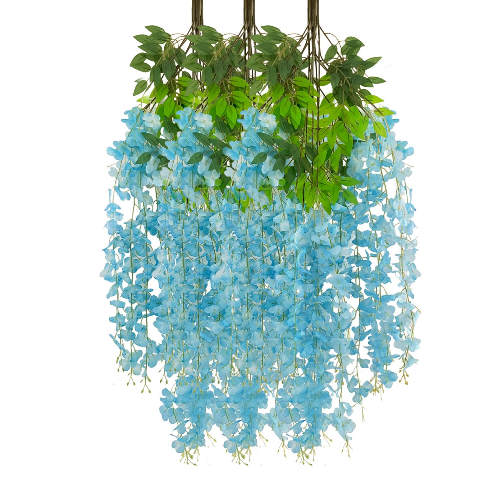 12 Pack Lake Blue Wisteria Hanging Flowers Garland, 3.77 Feet Artificial Flower Vines, Fake Wisteria, Artificial Vines Hanging Garland for Backdrop Outdoor Yard Garden Decor — image 1