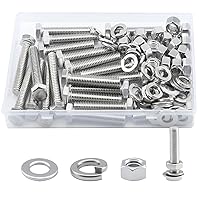 Vista 21 de Tornillo de cabeza hexagonal 1/4-20 x1 (20 unidades), tuercas de bloqueo, kits de arandelas planas y de bloqueo, acero inoxidable 304 18-8