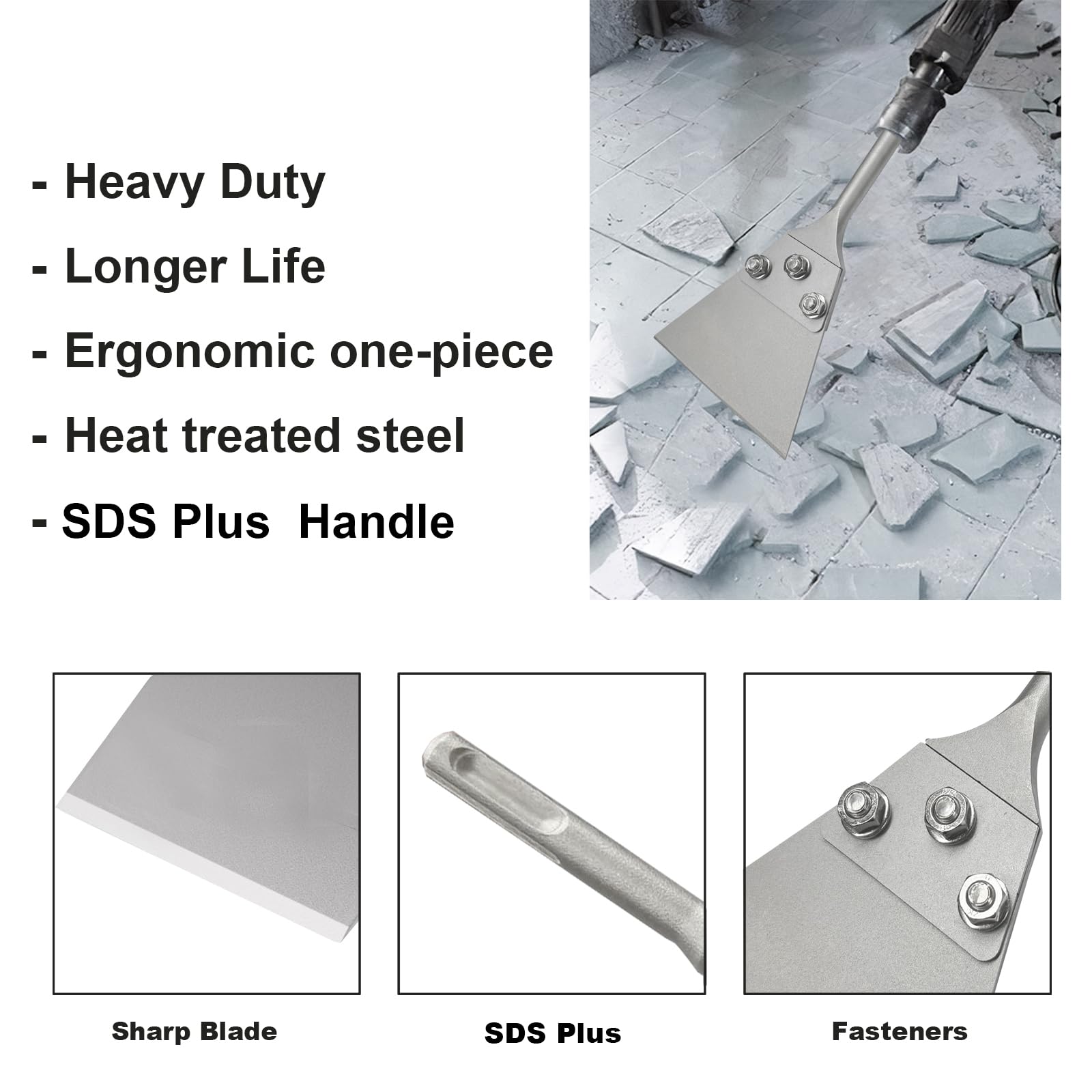 Greywolf Kit raschiatore SDS Plus, 12,7 x 27,9 cm, strumento di rimozione piastrelle per trapano a percussione SDS Plus, strumento per la rimozione di tappeti, lama in acciaio al carbonio di alta