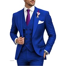 Wangyue 3 Piece Suit Slim Fit Double Breasted Mens Suits for Wedding Party Formal Prom One Button Blazer Vest Pants Sets