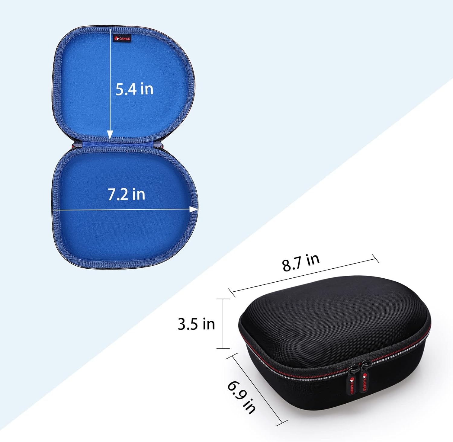 Headphone Headset Case for Beats, Sony, Raycon, JBL, OneOdio, TOZO, SteelSeries, Jabra, Audio-Technica & Sennheiser Headphones（Outer Black+Inner Dark Blue - Image 2