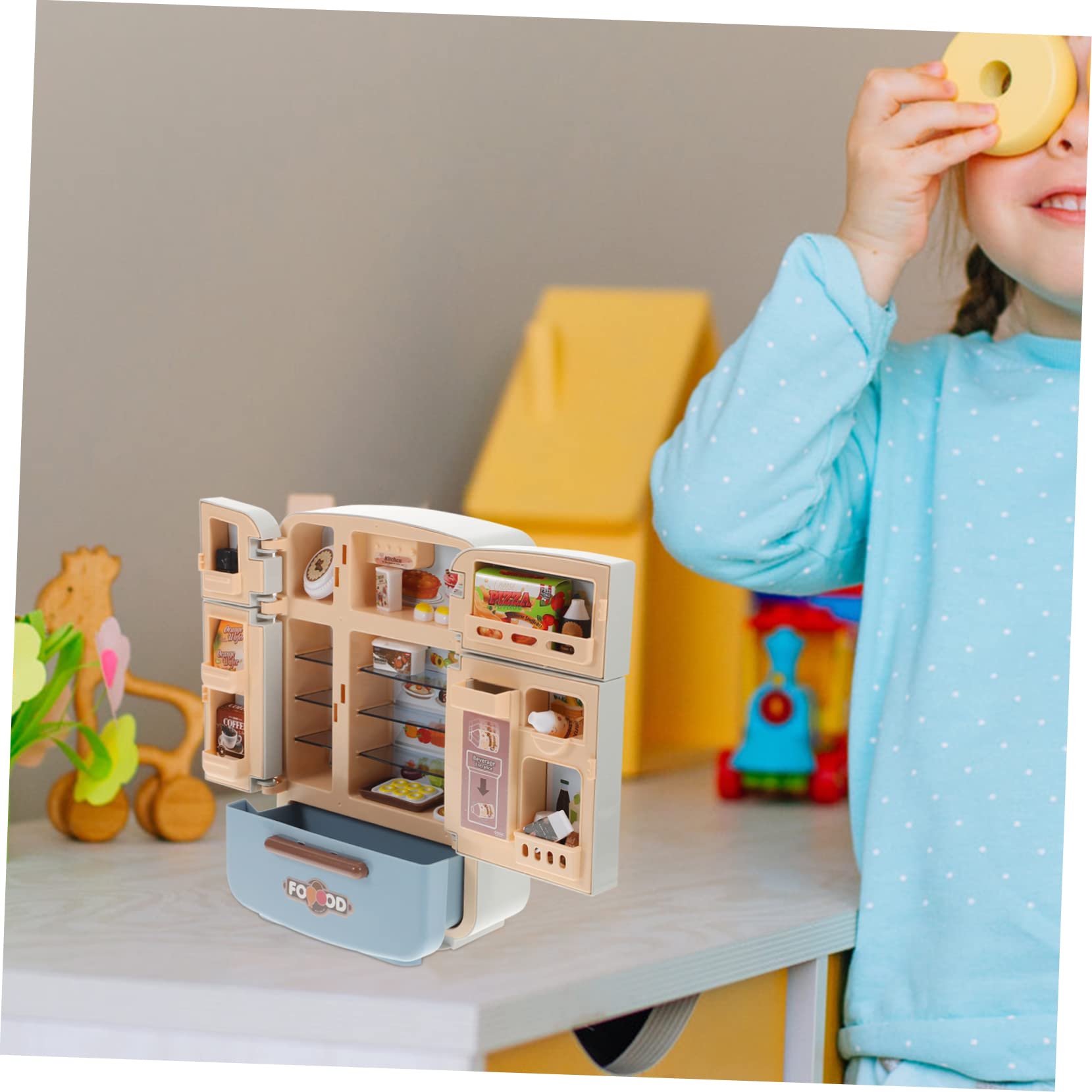 Mini Frigo Giocattolo CHICIRIS Frigo Giocattolo Per Bambini - Cucina Gioco Con Doppie Porte E Cassetto Spazioso, Plastica ABS Sicura Giocattoli Educativi 3 Anni - 8