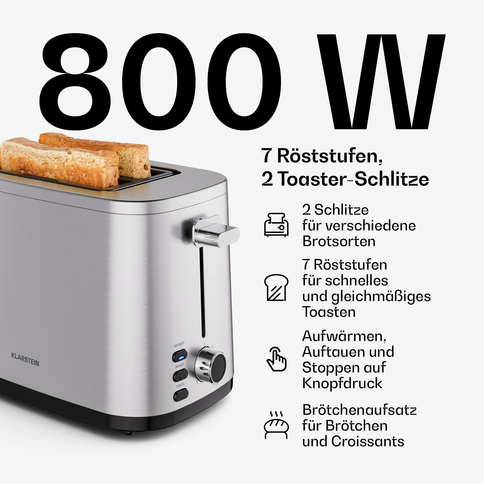 Klarstein Verosteel Frühstücksset – Toaster 2 Scheiben 7 Bräunungsstufen, Wasserkocher 1.7L Edelstahl, Kaffeemaschine 12 Tassen
