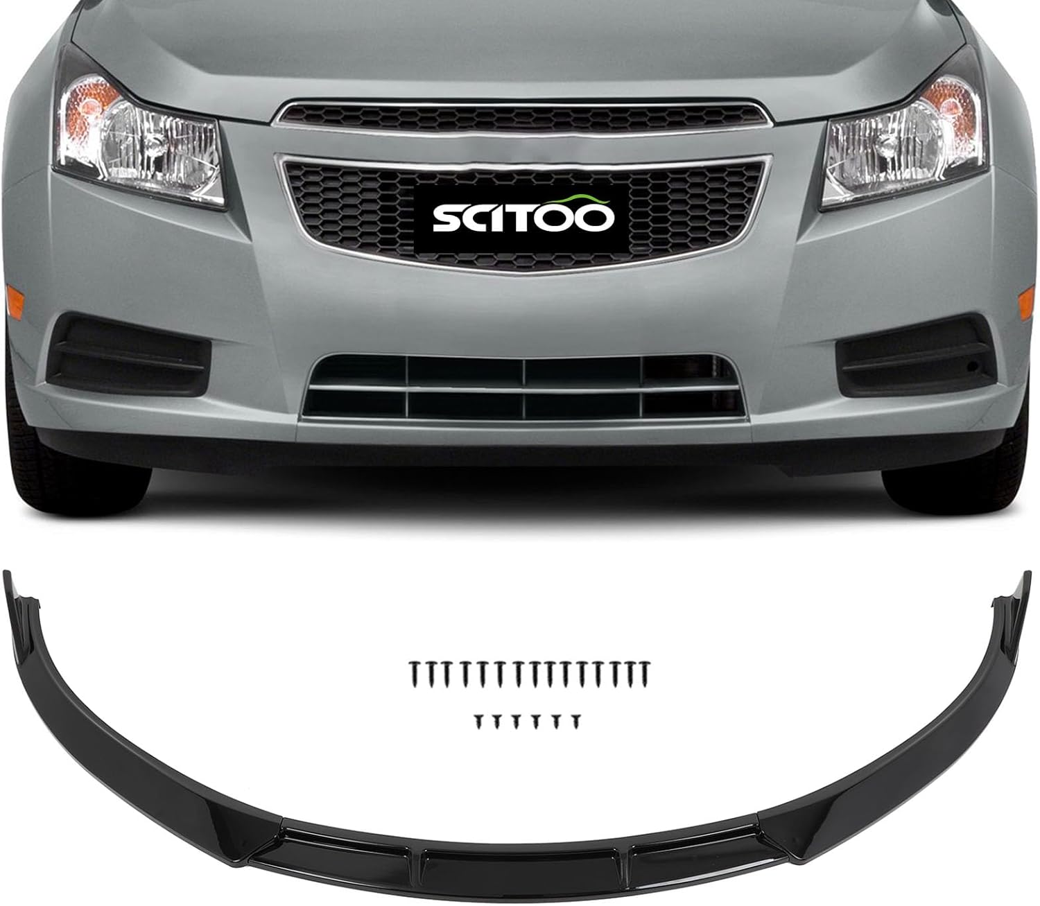 SCITOO Glossy Black Front Bumper Lip Fits for 2011-2014 for Chevrolet Cruze PP Front Lip Spoiler