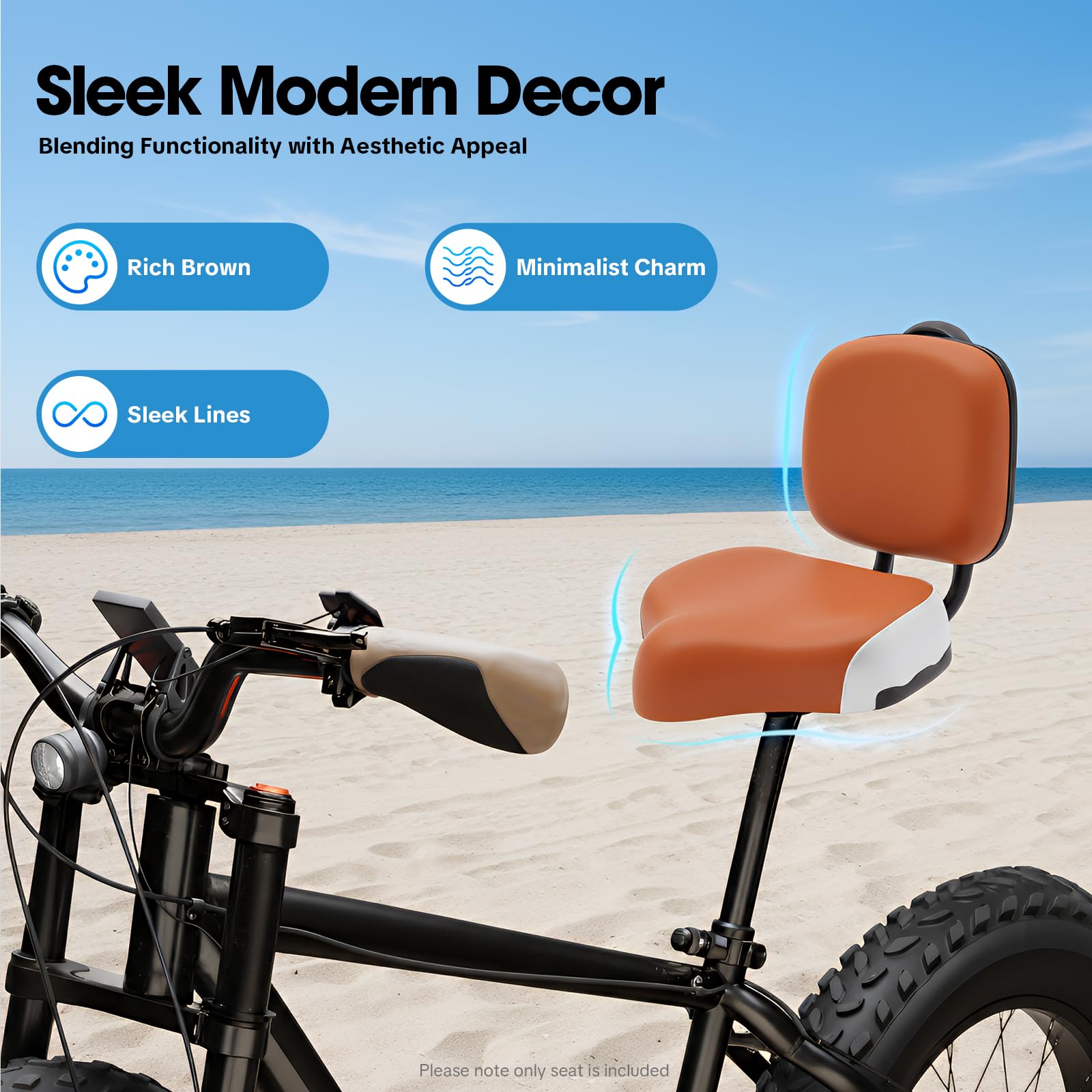 Siège de vélo avec dossier, selle de vélo confortable surdimensionnée pour hommes et femmes, siège de selle à trois roues réglable en hauteur pour vélo de ville, vélo de banlieue vélo électrique