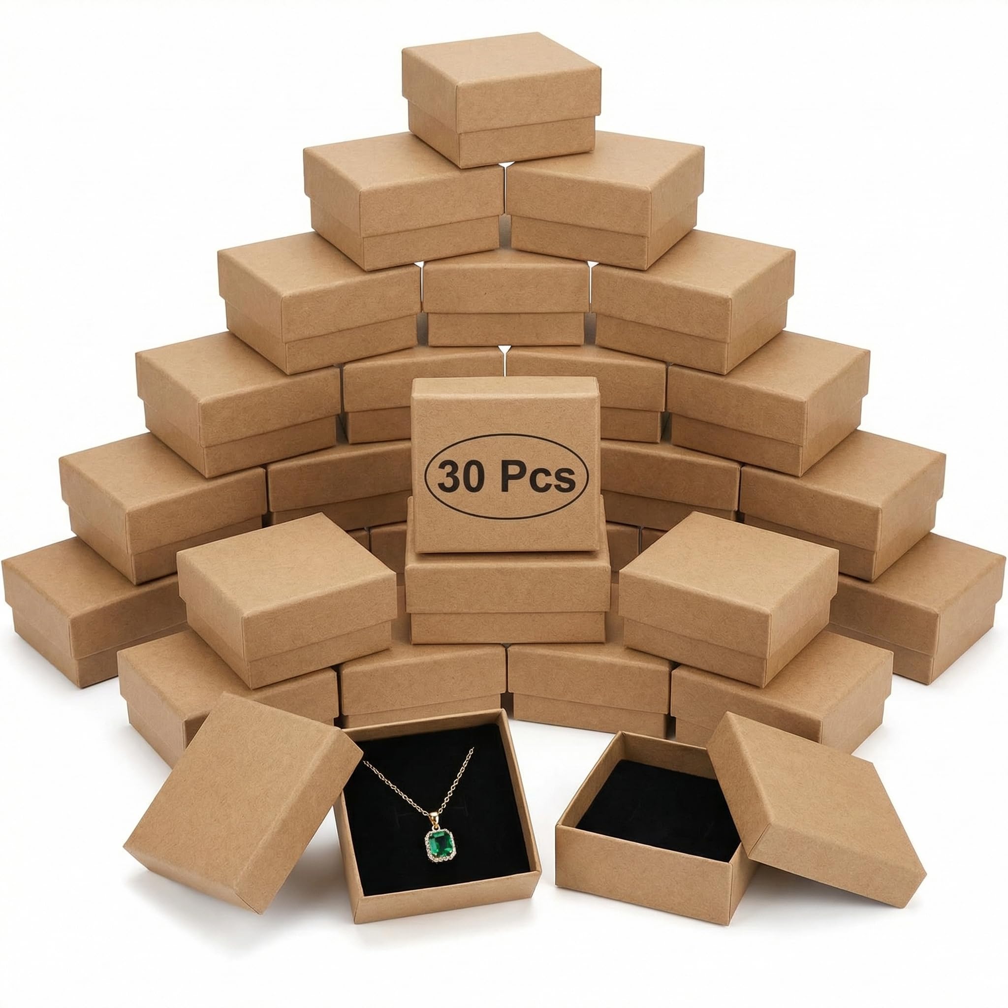 QWORK® 30 Pcs Jewelry Boxes, 8x5x3cm Cardboard Gift Boxes with Lid, for Necklace, Ring, Earrings Display