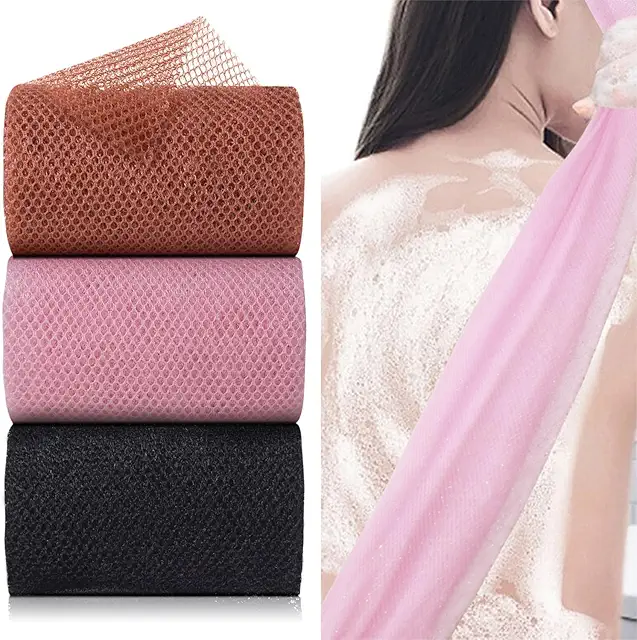 3-Pack African Exfoliating Body Scrub Sponges - Long-Lasting Nylon Wash Nets