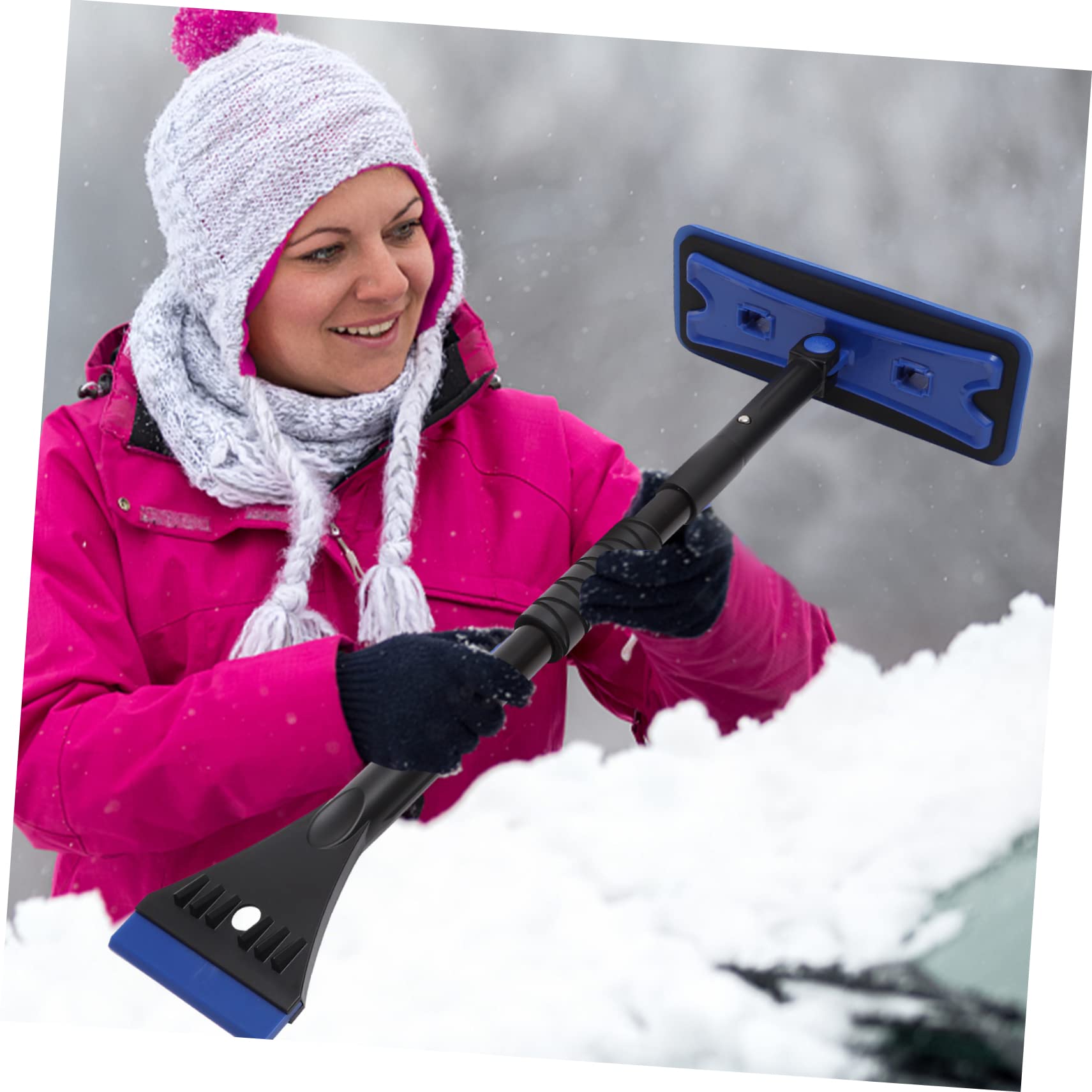 1 Juego Pala De Nieve Del Coche Raspador De Hielo Redondo Escoba De Nieve Raspadores De Hielo Para Parabrisas De Coche Cepillar Tendón De Res Cepillo De Nieve Raspar La Nieve