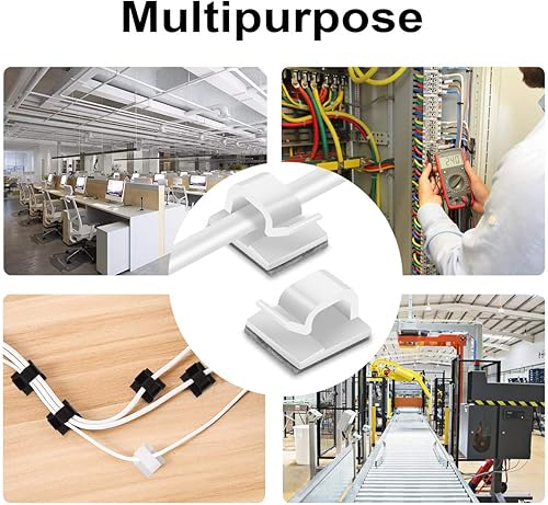 Miniatura 5 de 120 clips para cables, clips de alambre de luz para exteriores, ganchos adhesivos para cables, organizador de cables para escritorio, gestión de