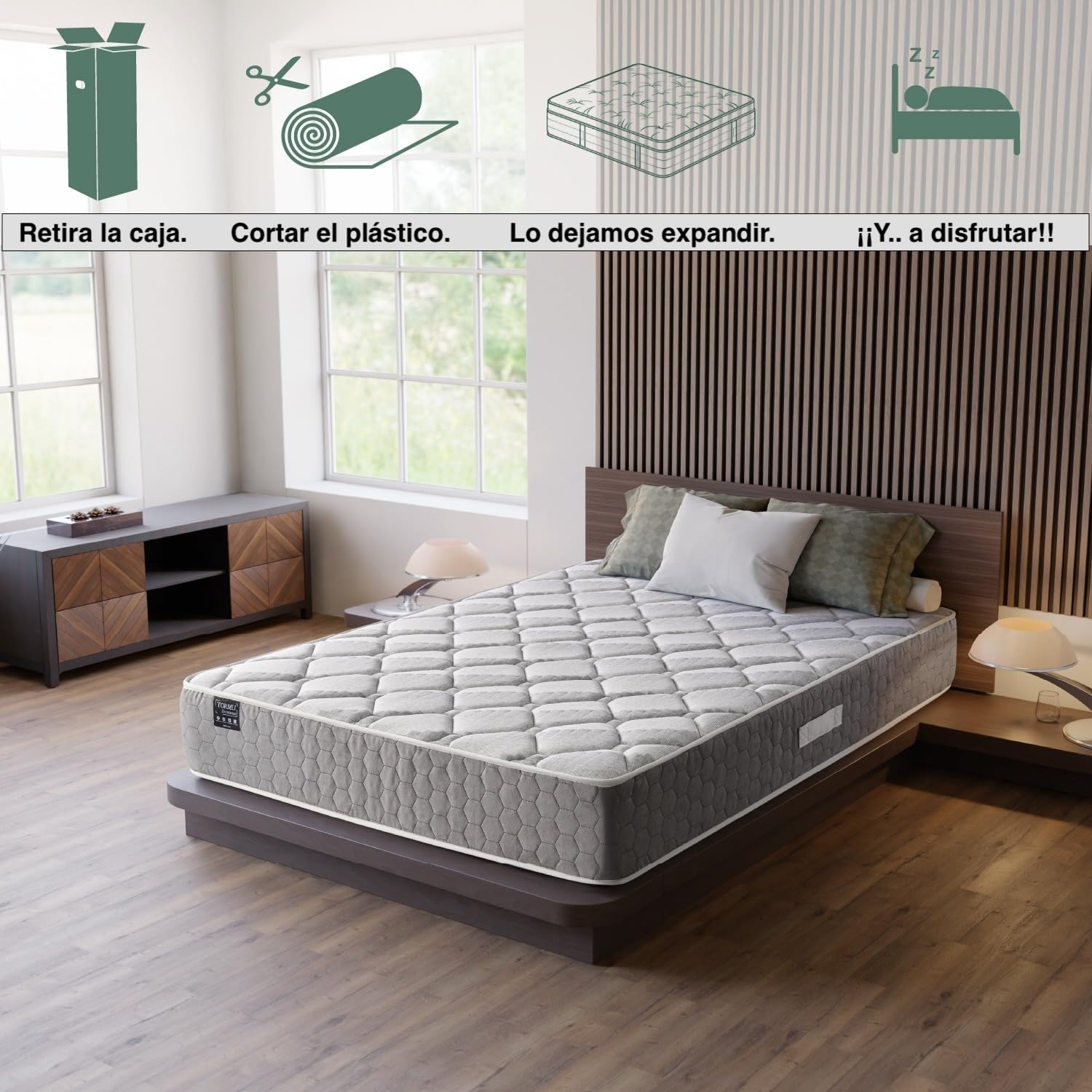 T-ORMU Colchones 150x190 Viscoelástico Premium Firme - Colchón 150x190 – Altura ± 27 cm – Colchon Viscoelastico 150 x 190 de Firmeza Alta Cómoda - Matrimonio Adulto Transpirable Ergonómico