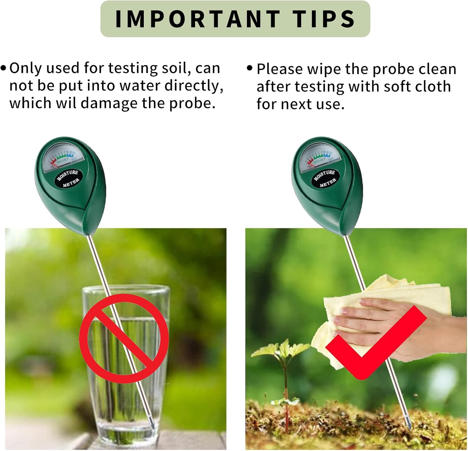 Soil Moisture Meter, Plant Water Meter Soil Meter Moisture Sensor Hygrometer for Indoor Outdoor Plant Care,No Battery Needed(Green) thumbnail