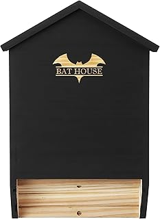 Perfnique Bat Houses, Wooden Bat House for Outdoors, Big Bat Boxes for Outside, Double Chamber Bat House Kit for Outdoors for Tree, Designed to Attract Bats, Weather Resistant, Ready to Hang (Black)