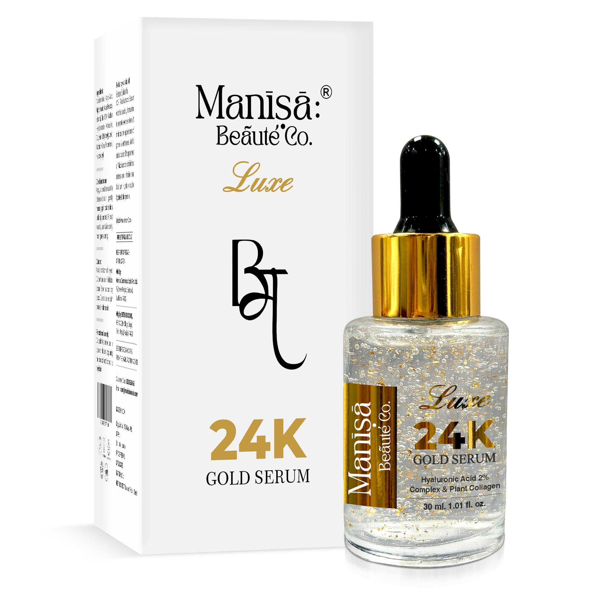Manisa Beaute Co. Luxe 24K Gold Serum with 2% Hyaluronic Acid