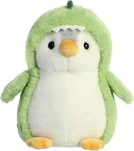 Aurora Pingüino de pompón juguetón Dino de peluche - Compañeros vibrantes para abrazos cálidos - Perfecto para adultos, niños y cumpleaños - Verde