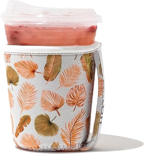 Miniatura 1 de GoCuff Funda aislante reutilizable para taza de café caliente y helado con asa para bebidas, refrescos, latte, té y neopreno (pequeño, 16 onzas,