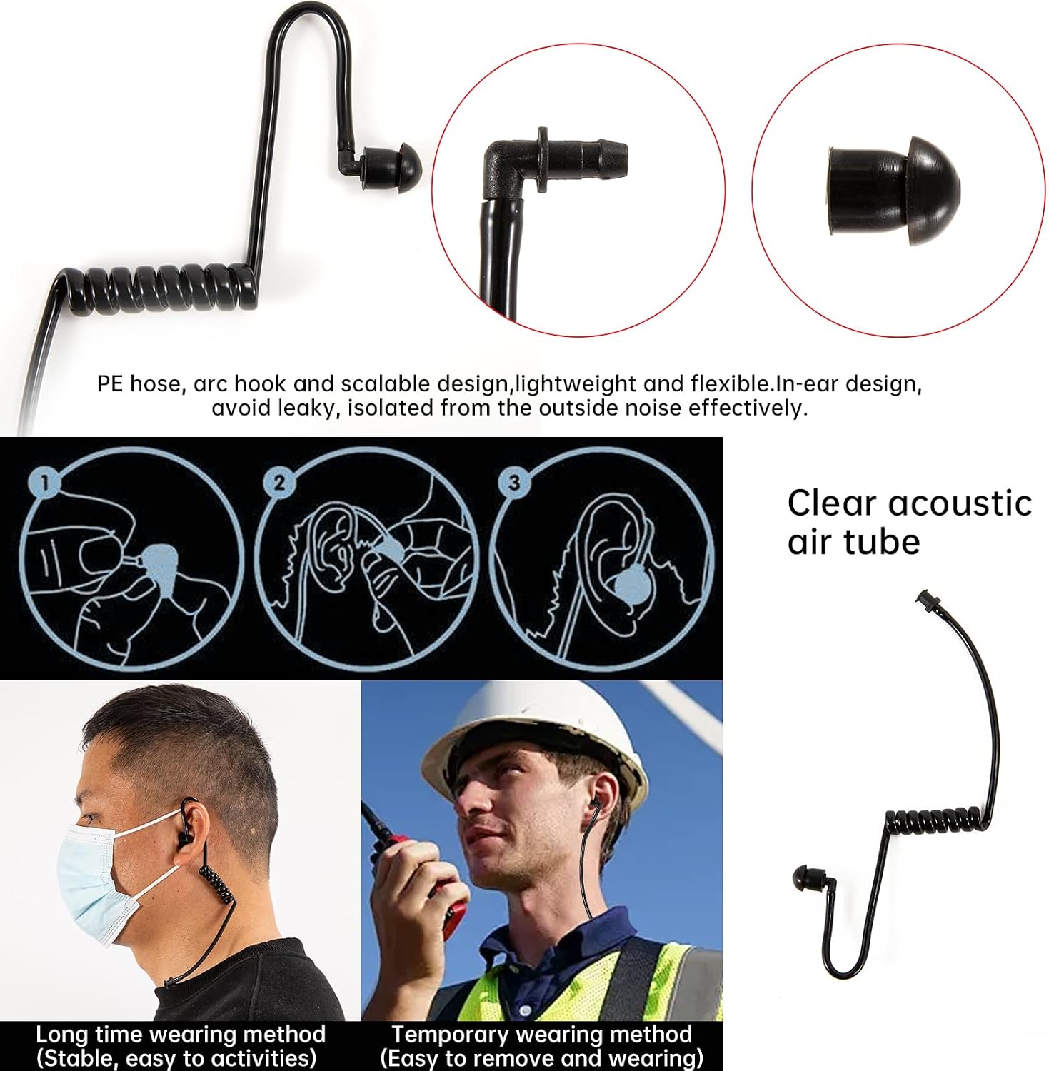 Degpum Secret Spy Earpiece ,Secret Service Earpiece, Secret Service Security Guard Ear Piece Costume Accessory ,Intercom Headset Air Duct Accessories