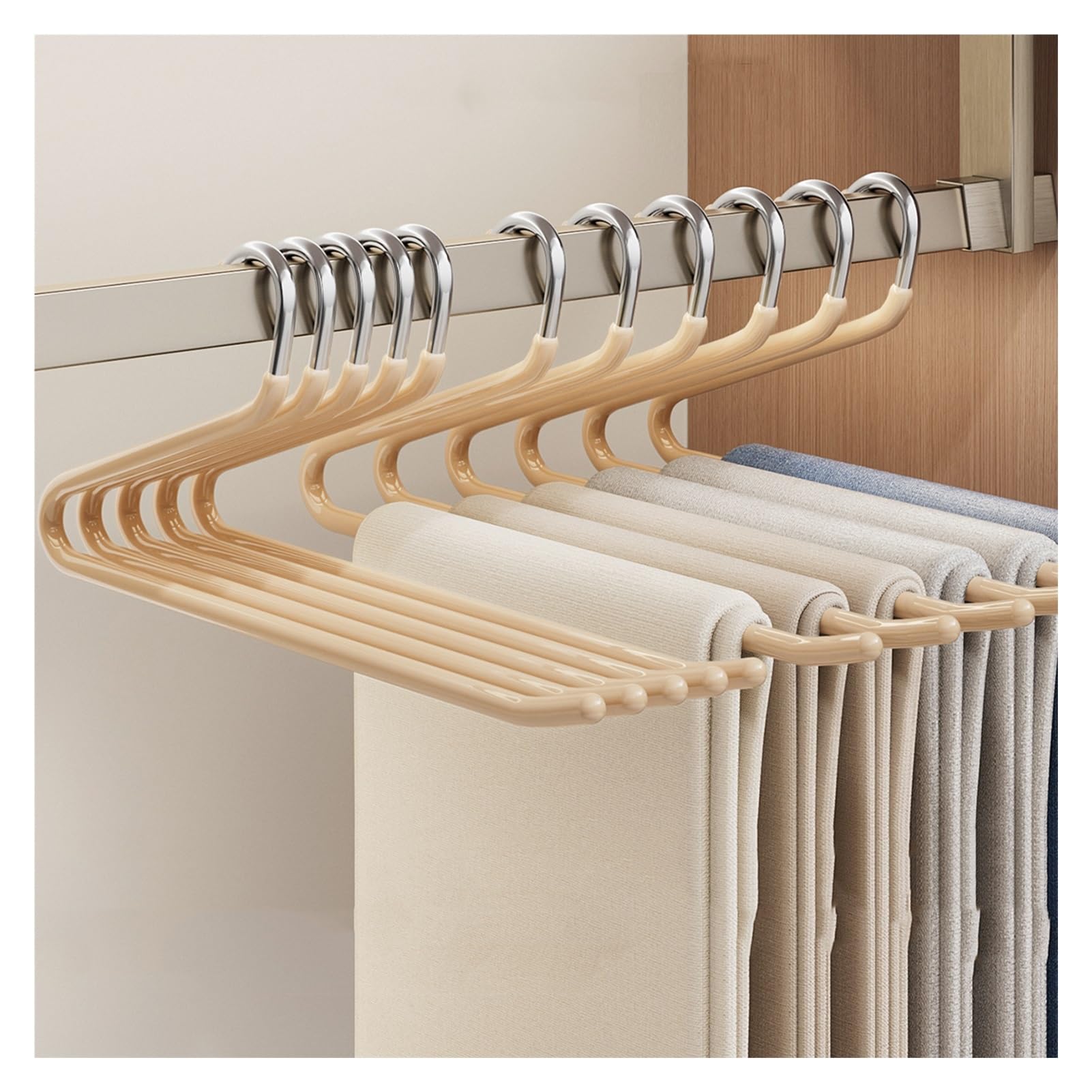Perchas de metal para pantalones, diseño abierto para ahorrar espacio, ideal para organizar pantalones, jeans, pantalones, bufandas, corbatas