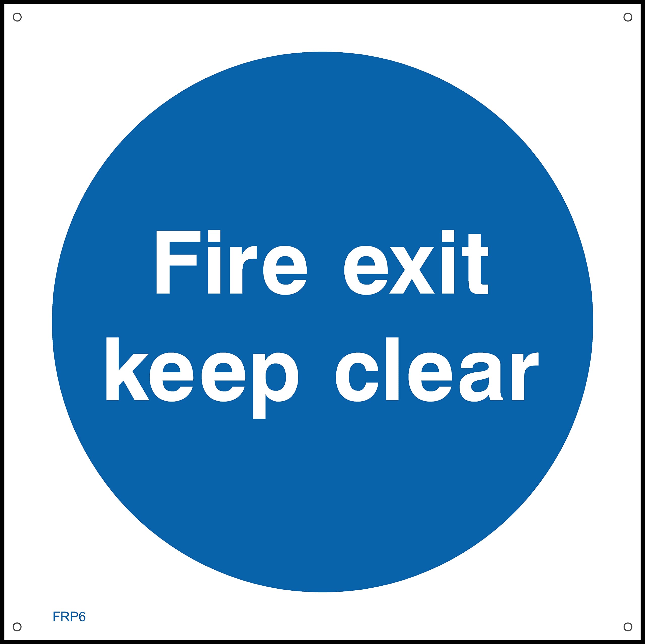 Fire Exit Keep Clear Sign - 75mm x 75mm - 1.2mm Rigid Plastic Drilled Sign (FPR6)