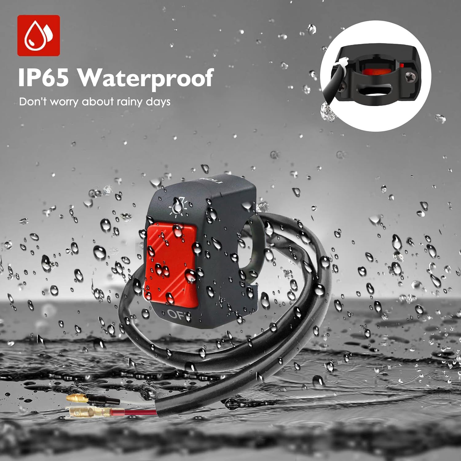 Gebildet Interruttore Manubrio Moto 2 Pezzi On Off Levetta 22mm 7/8 Pollici Rosso per U5 U7 U2