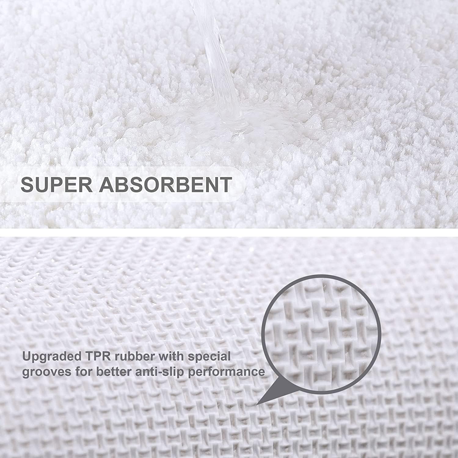 VANZAVANZU Long Bathroom Rugs Runner Bath Runner Rugs for Bathroom Non Slip Extra Soft Absorbent Long Bath Mat Microfiber Shaggy Thick Luxury Bath Mat Runner Machine Washable (20"x70", White)