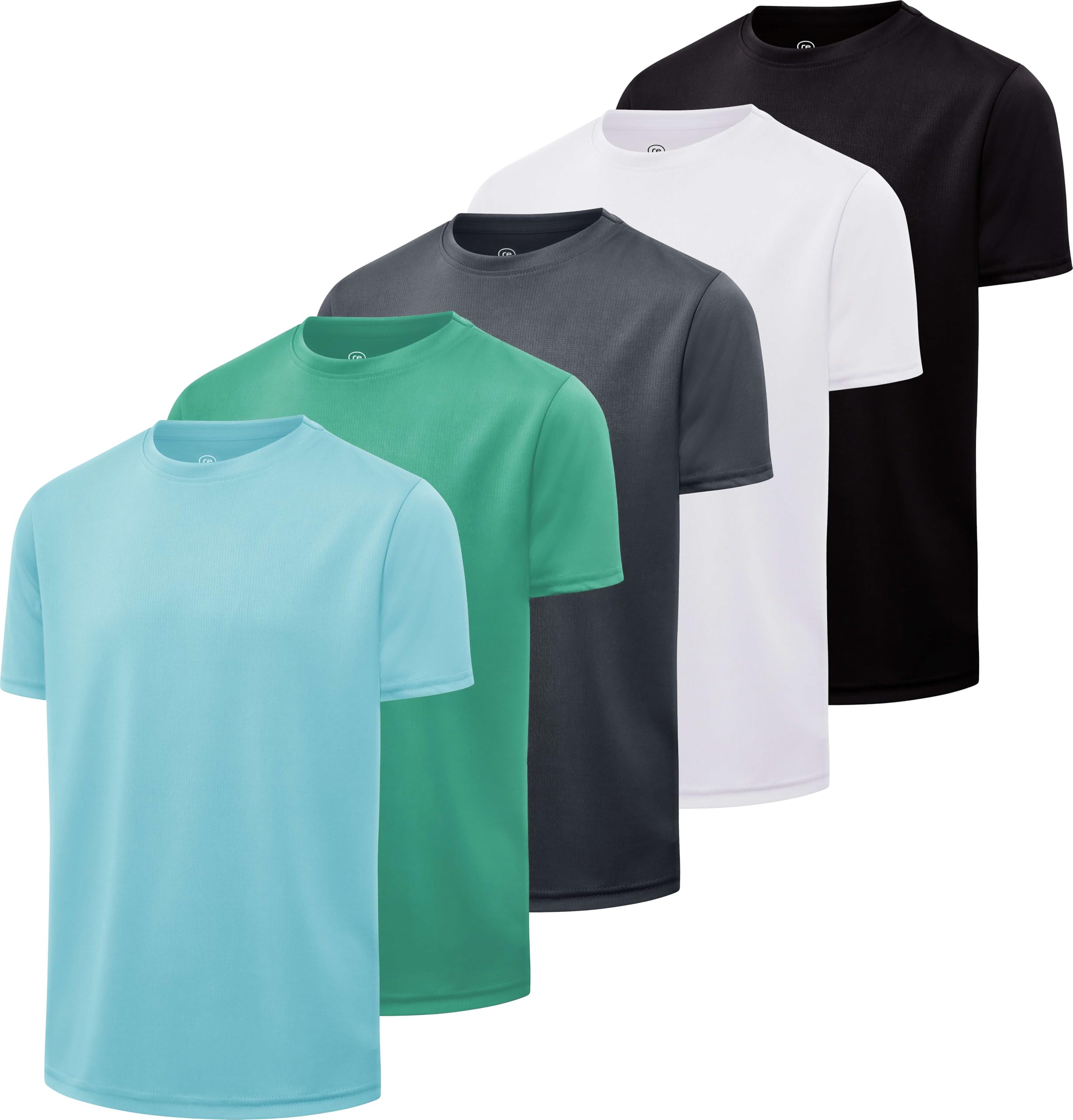 Real Essentials5 Pack: Youth Mesh Moisture Wicking Active Athletic Performance Short-Sleeve T-Shirt Boys & Girls