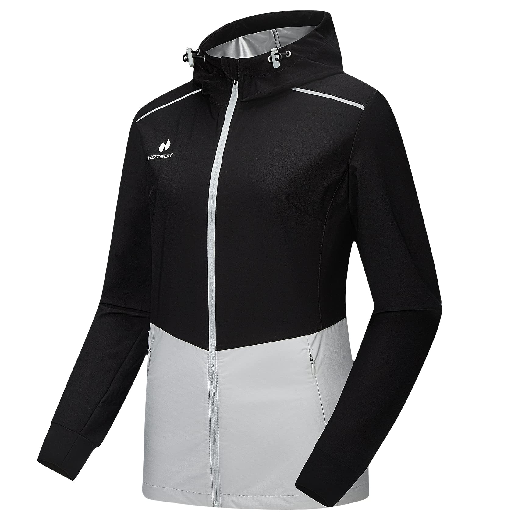 HOTSUIT Sauna Suit for Women Stretchy Workout Compression Sauna Jacket Slimming Sweat Suit Black, L