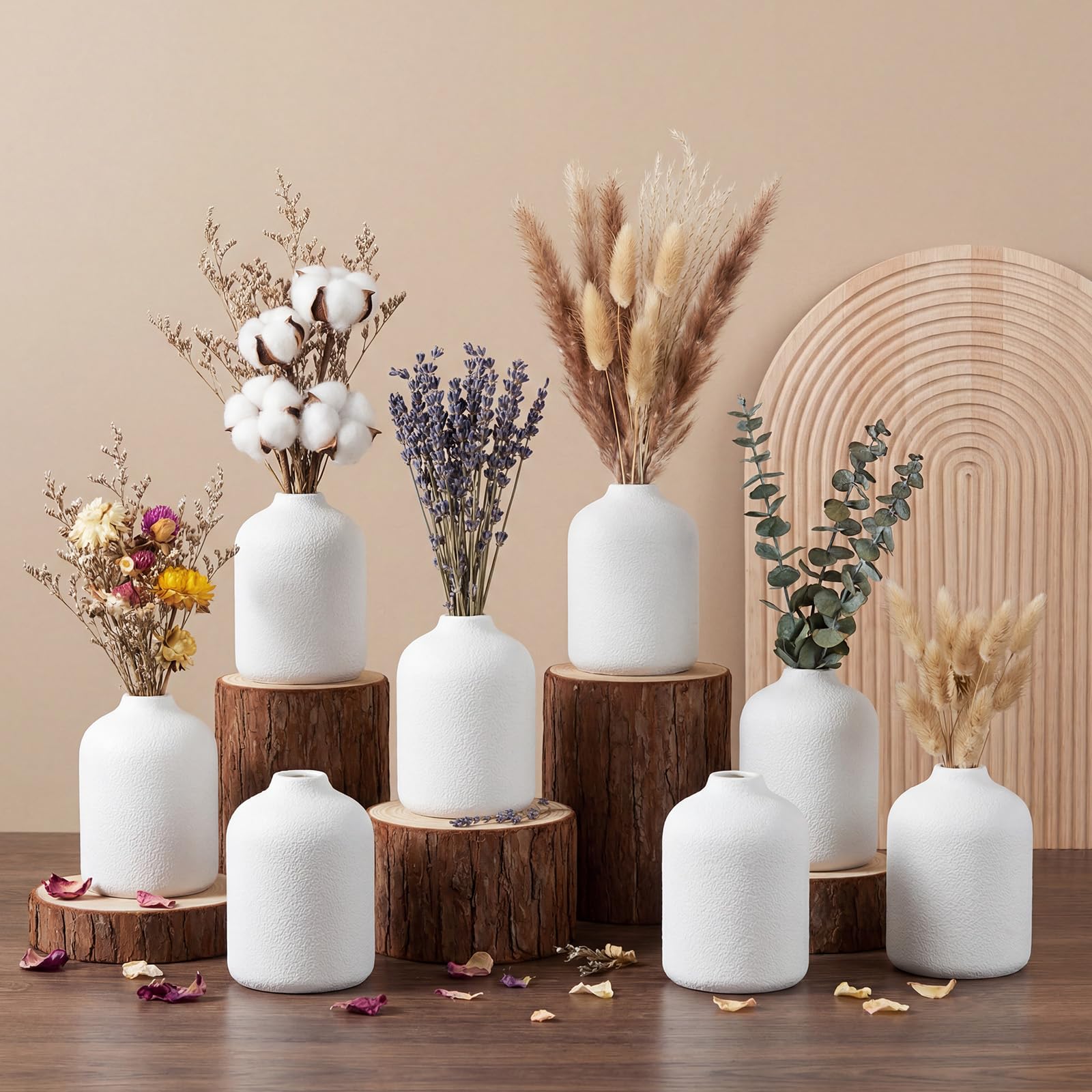 View 1 of *PLASTIC*LemonRoad 15 Pack 3.9 Inch White Flower Bud Vases Bulk Floral Vase