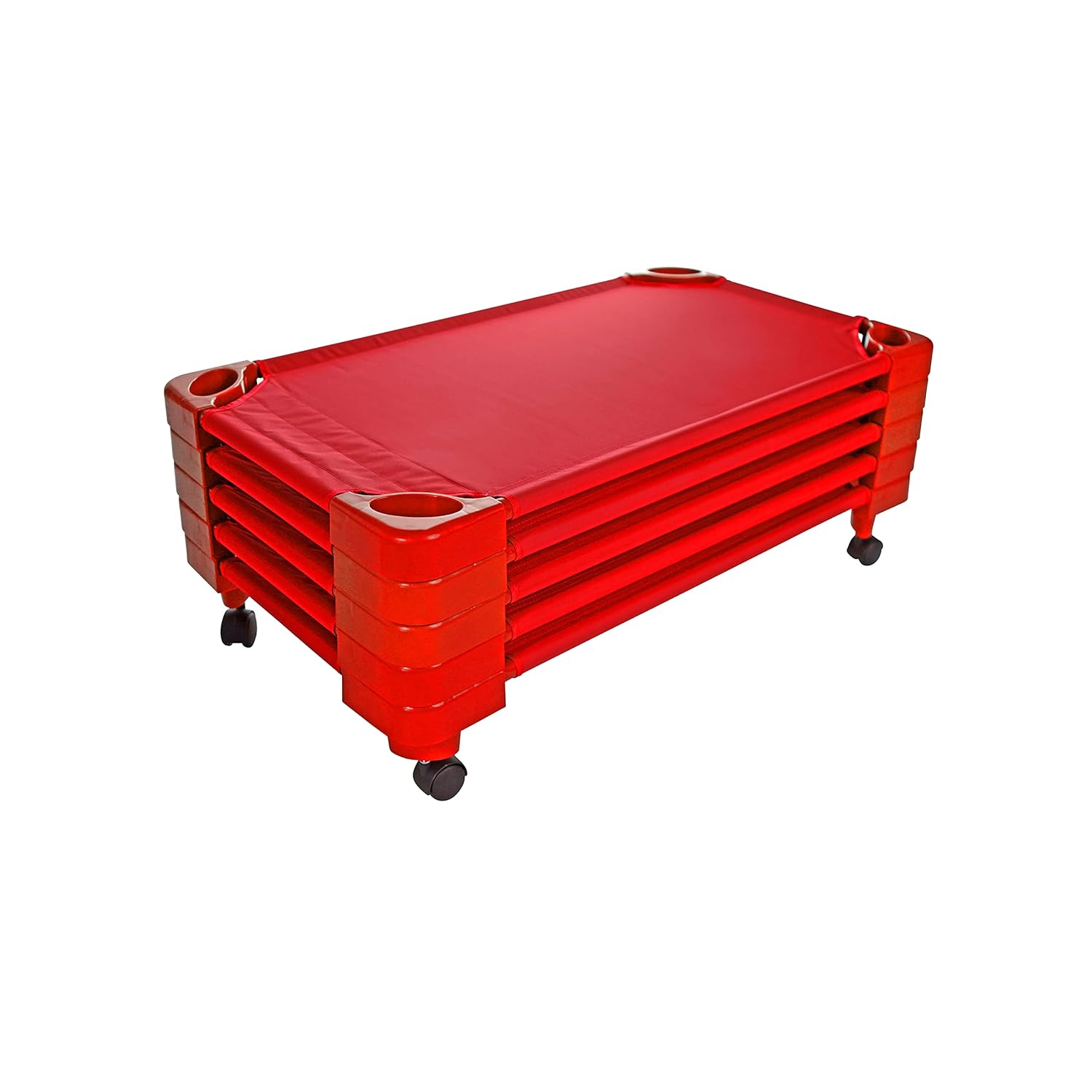 Pearington Stackable Standard Naptime Cot, Red (Set of 5)