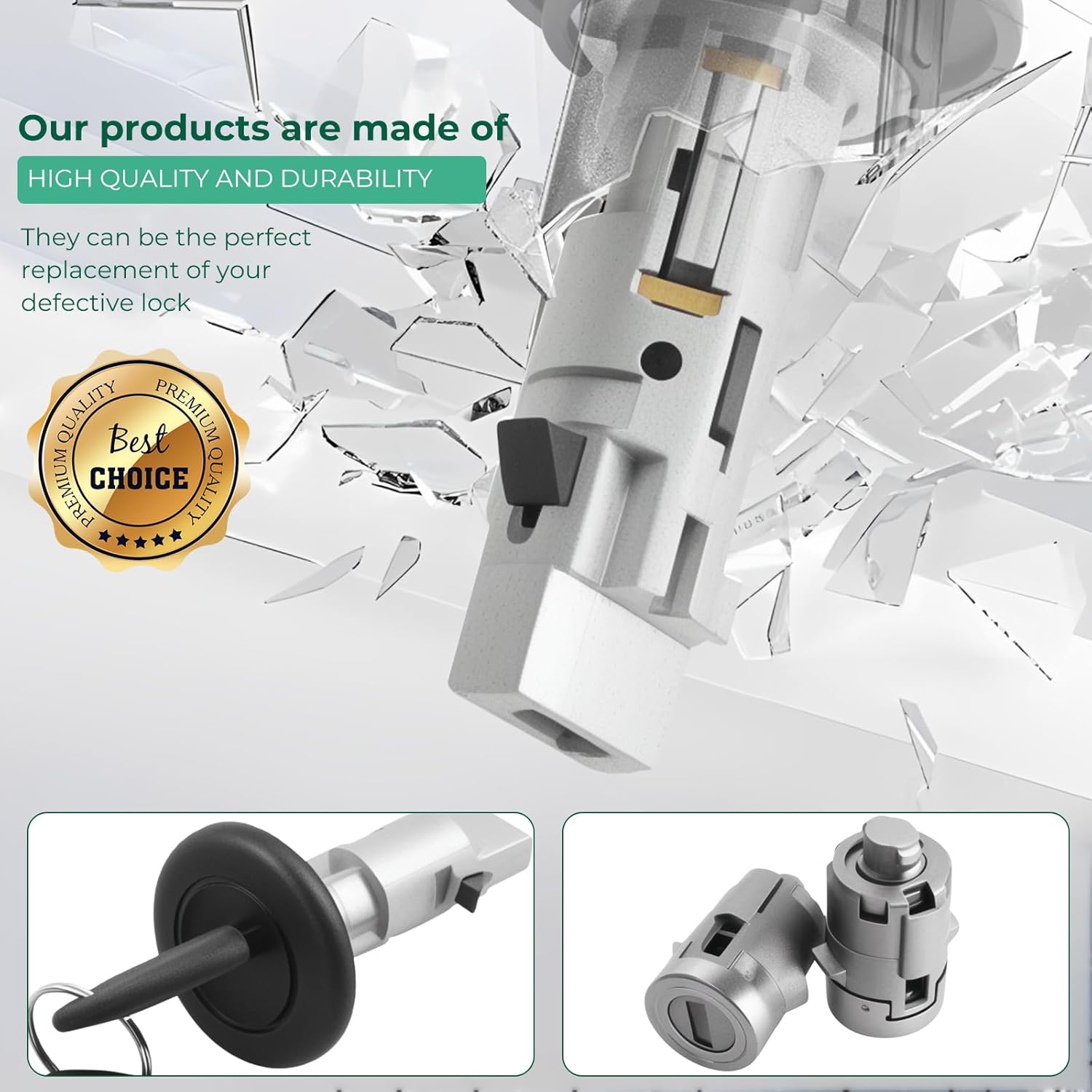 Ignition Switch Lock Cylinder with Front Door Lock Cylinder Compatible with Chevy Silverado Suburban GMC Sierra Yukon Cadillac Escalade 2003-2006 Replace for 707835 706592 598007