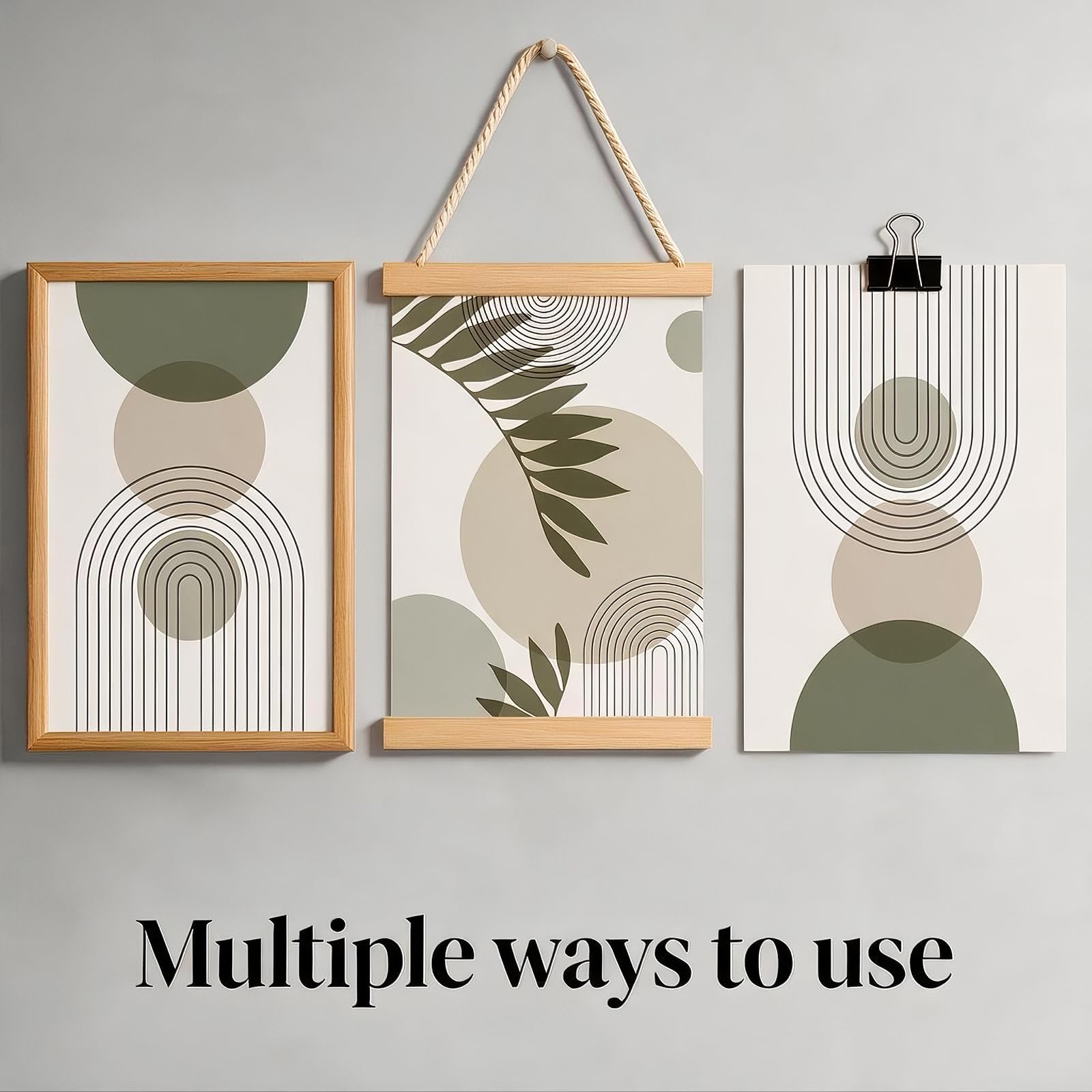 PWAAHDC Juego de 3 decoraciones de pared verde salvia, imágenes boho para salón y dormitorio, estampados modernos en lienzo (sin marco, 50 x 70 cm)