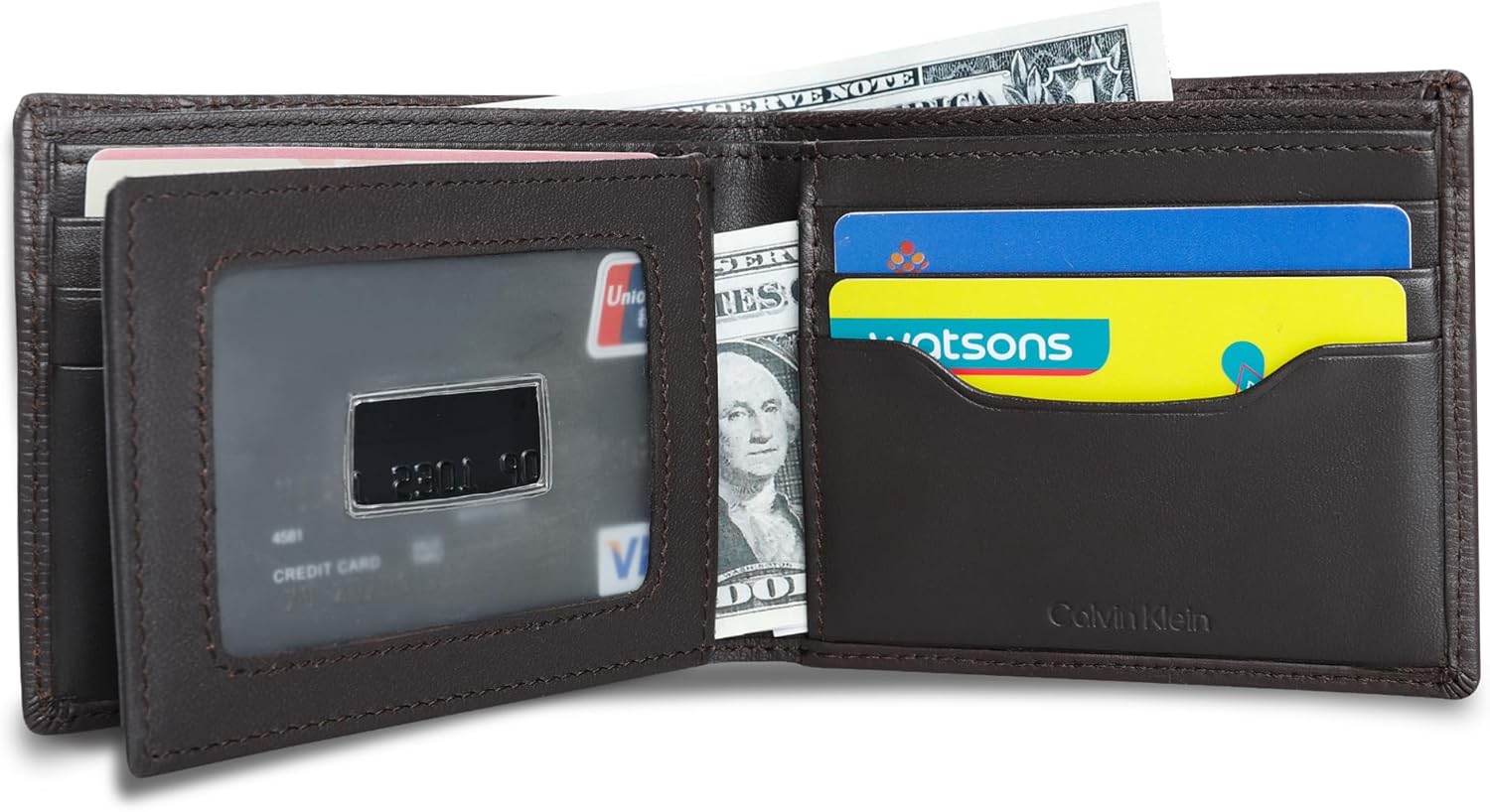 Calvin Klein Men's RFID Leather Minimalist Bifold Wallet with Multiple Card Slots and ID Window - Image 6