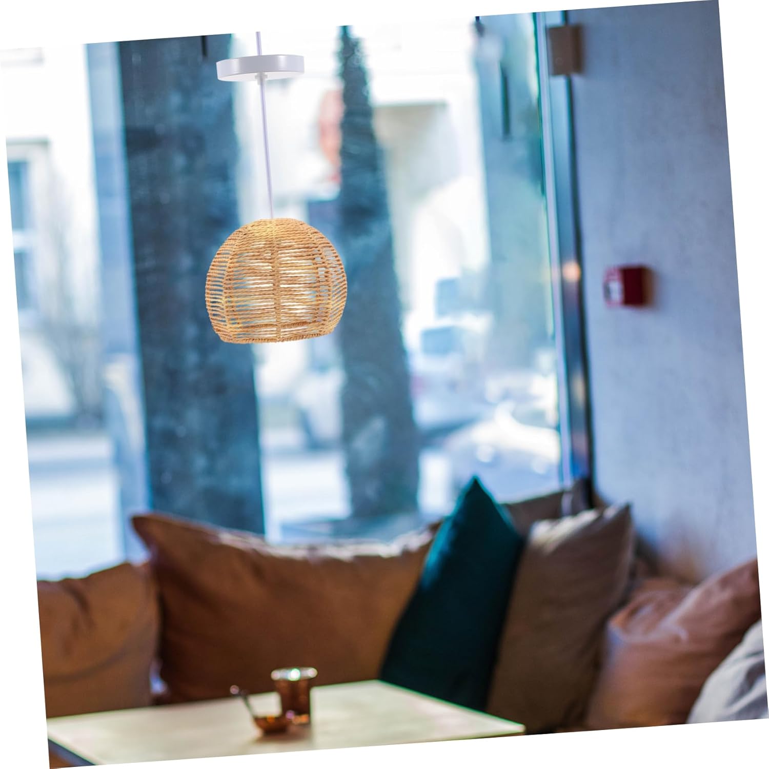 Mipcase Woven Lantern Shade Rattan Pendant Light Cover for Dining Room Rustic Boho Decor Easy Installation Creates Warm Atmosphere