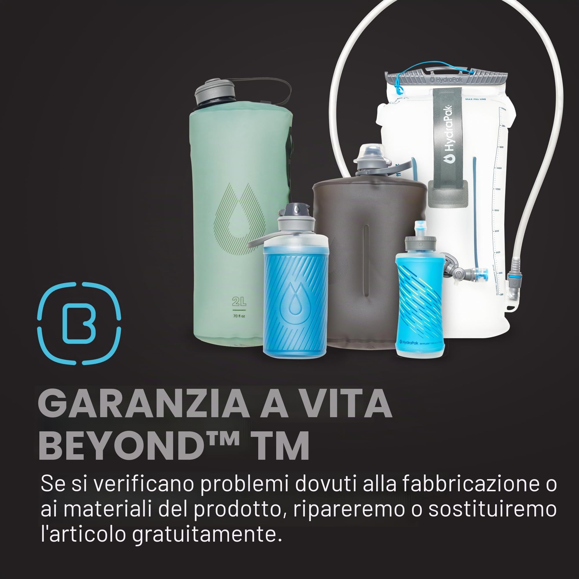 Sacca idrica HydraPak Velocity (1,5 L o 2 L), profilo sottile, valvola a morso autosigillante, a prova di perdite, reversibile, lavabile in lavastoviglie