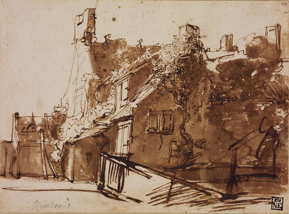 Rembrandt Farmhouse in Sunlight Poster Géant Tableau Décoration Intérieure Mat