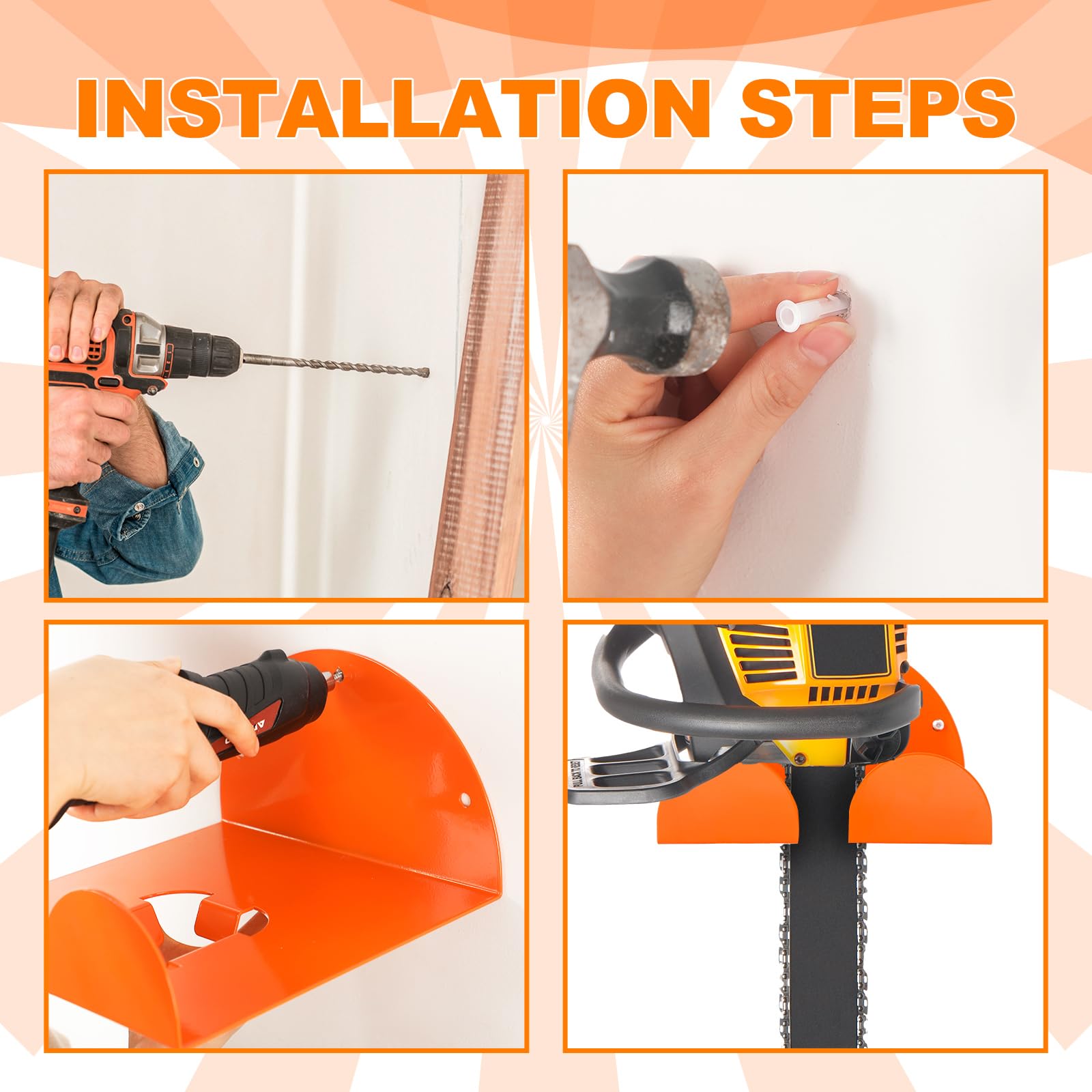 2 Supports Muraux Eawfgtuw Pour Outils - Orange, 26x16x10 Cm