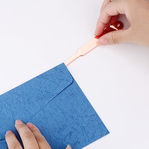 Miniatura 3 de Outus Paquete de 2 abridores de cartas, abridor de sobre, cuchillo de mano de acero inoxidable, cortador de sobres ligero (oro rosa)