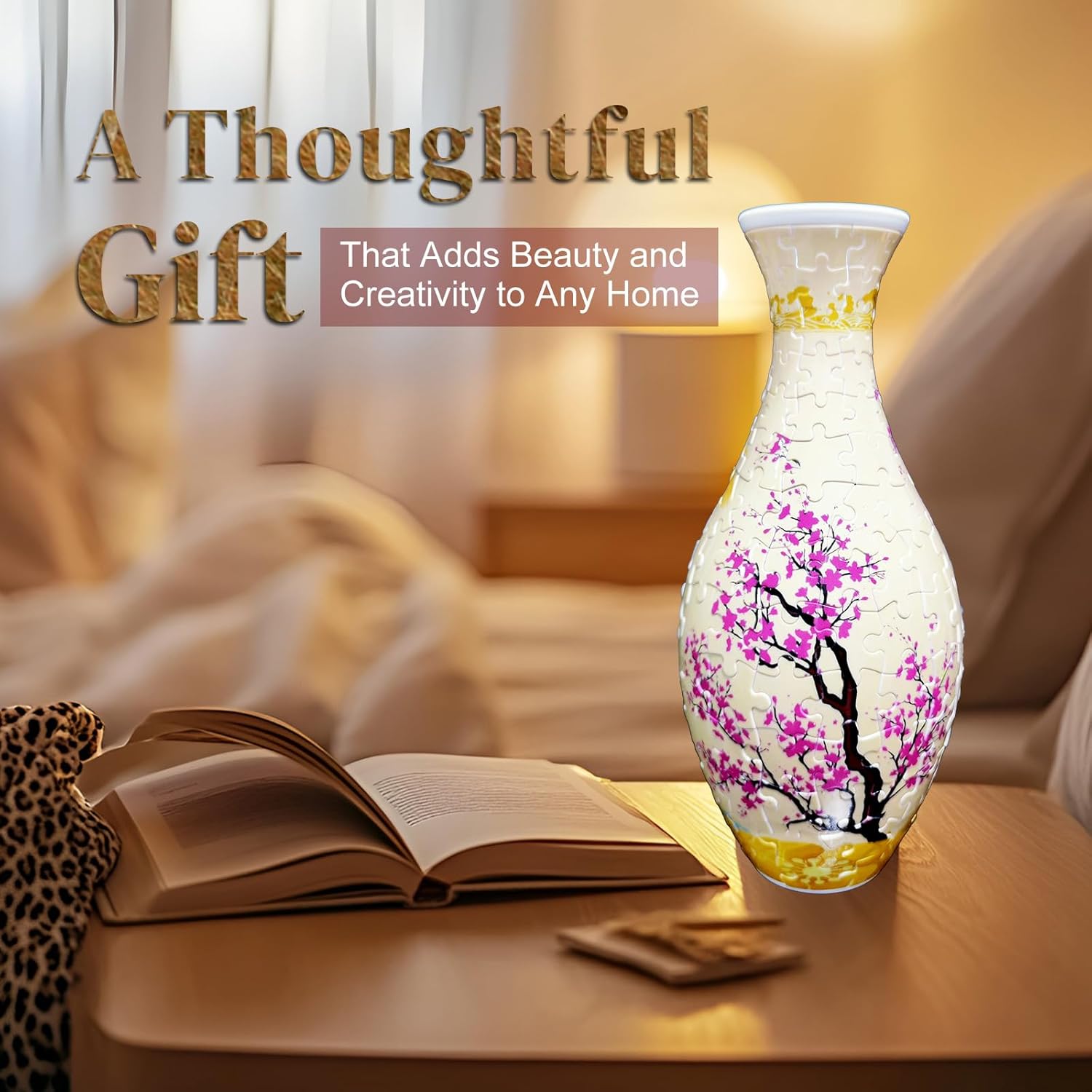 3D Puzzle Vase Unique Flower Vase，Made by 160 Curved Plastic Puzzle Pieces House Warming Gift for Flower Arrangements and Home Decoration