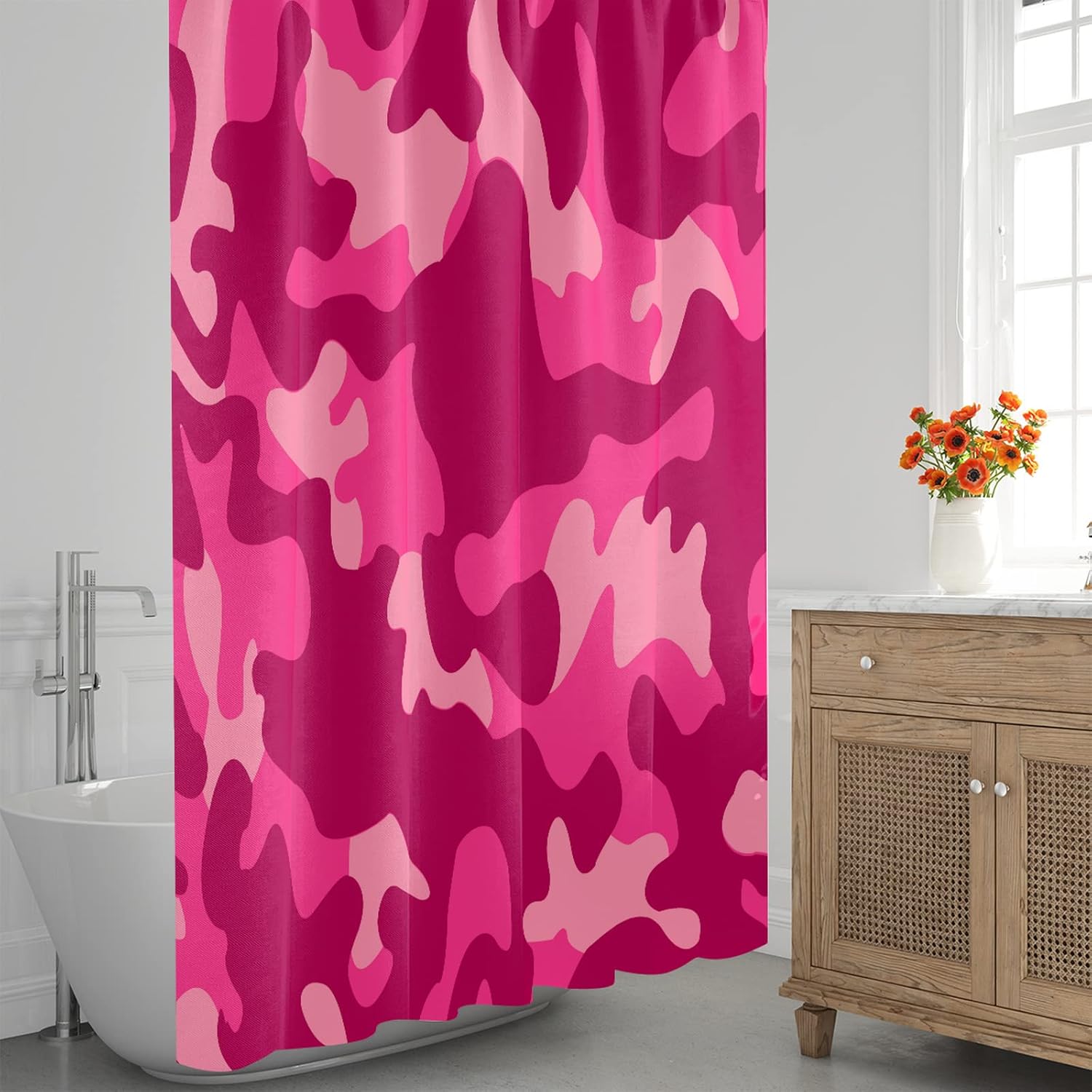 Pardick Camo Shower Curtain Set for Bathroom With 12 Hooks, Waterproof 66"x72" Inch, Color Print for Bathtubs