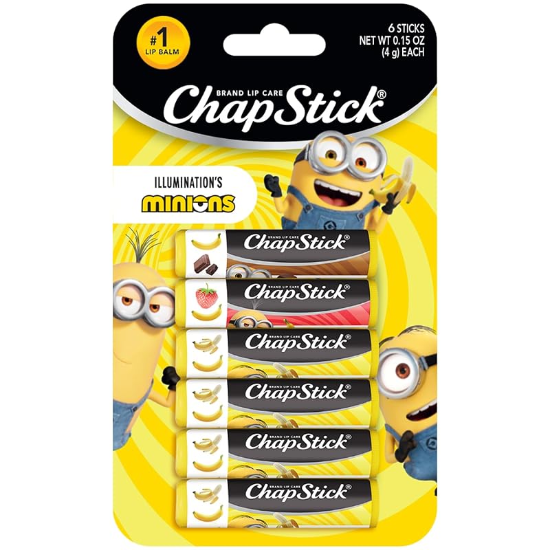 ChapStick Bálsamos Labiais Minions Banana-Nana e Variedades de Banana, Pacote com 6 Unidades