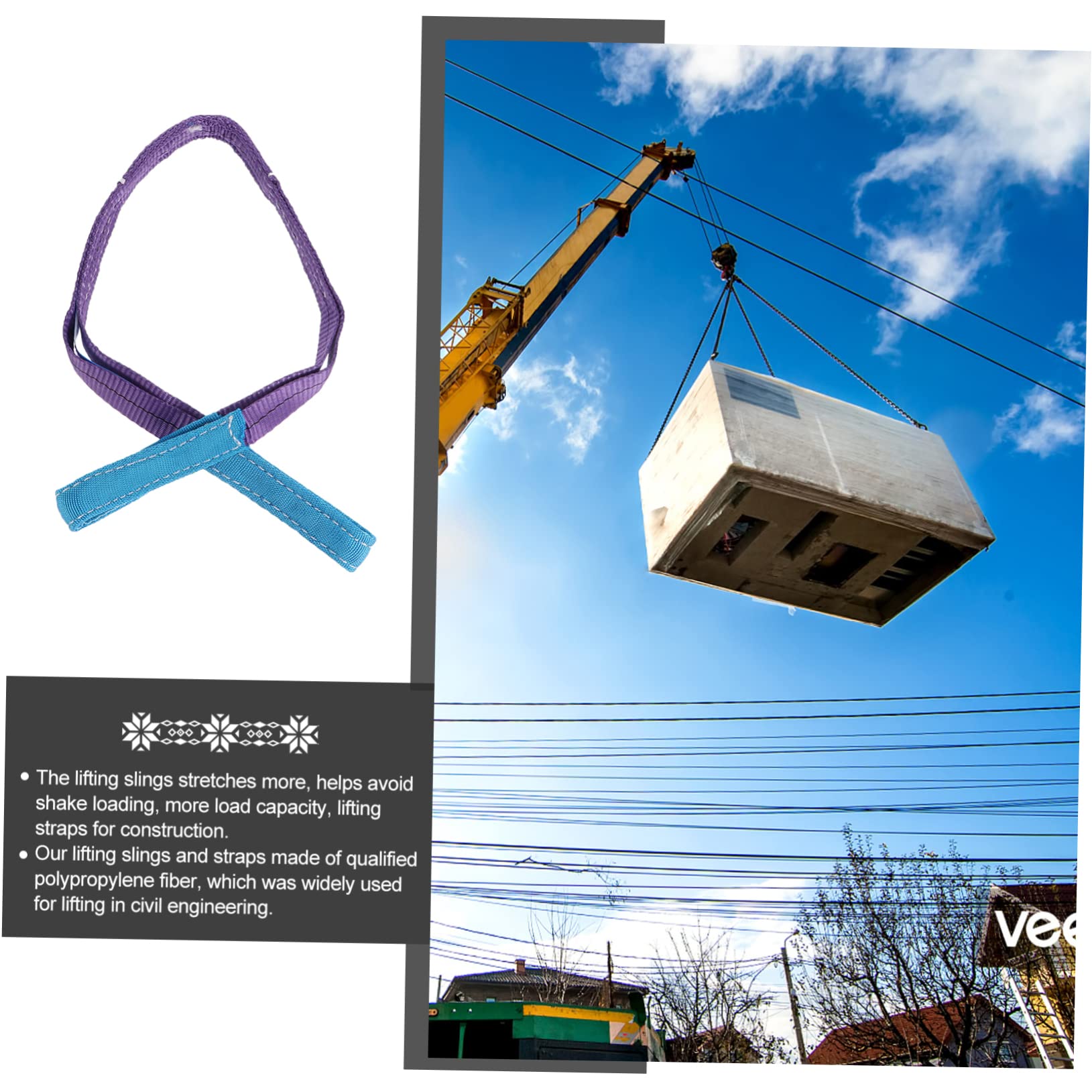 CIYODO 1 Flat Sling Heavy Lifting Straps Webbing Lifting Webbing Sling Flat Eye Lift Sling Cargo Tie Down Strap Flat Lifting Belt Lifting Straps for Hoist Tie Down Belt Winch Polyester