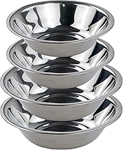 4PCS Stainless Steel Salad Mixing Bowls, XIACIBDUS 18/10 Metal Food Containers Bowls, 2 Sizes Nesting Metal Bowl for Space Saving Serving Cooking Baking Prepping (7.9inch and 9.4inch)