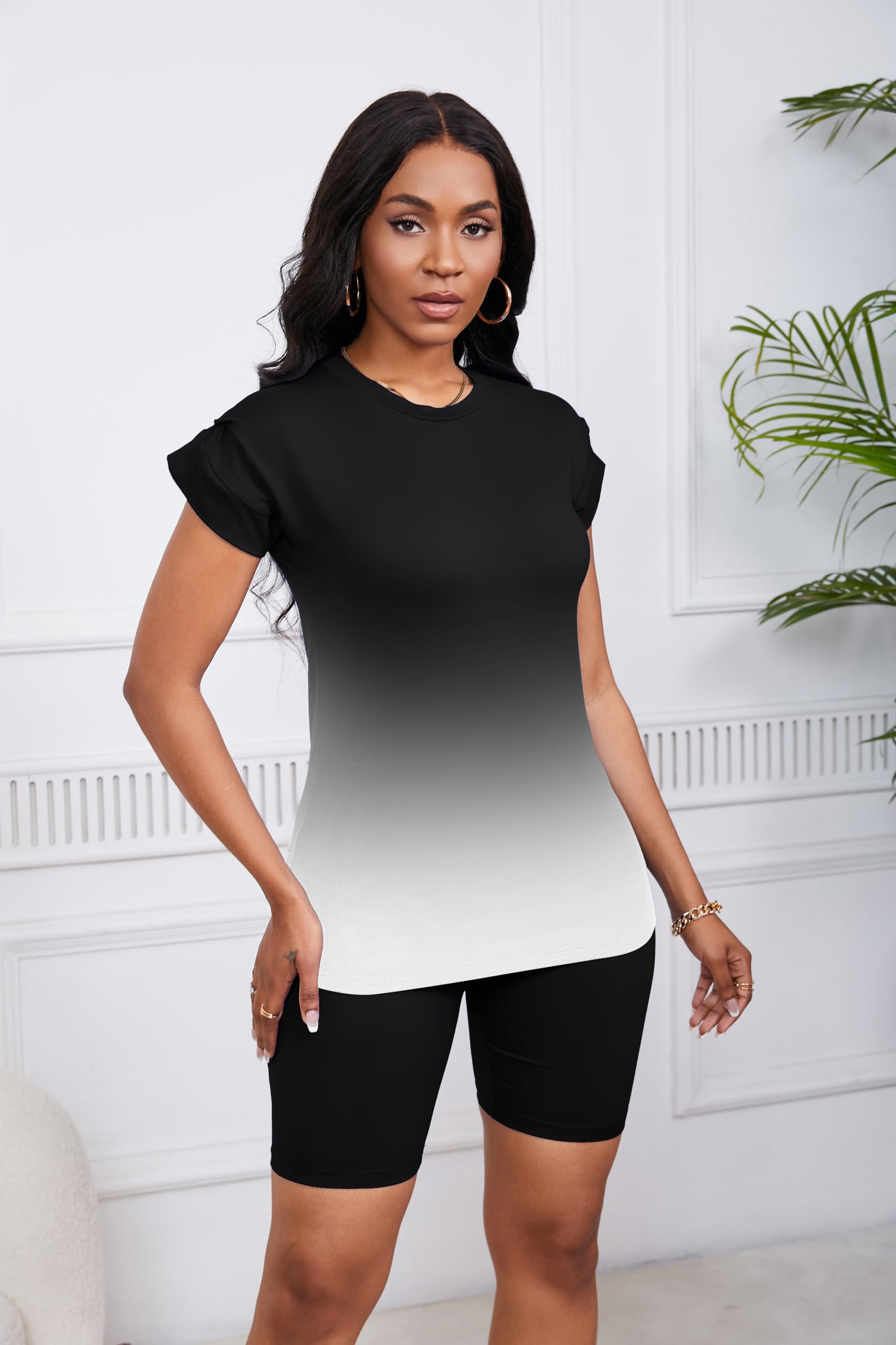 PINSV Women 2 Piece Outfits Summer Sweatsuits Track Suits