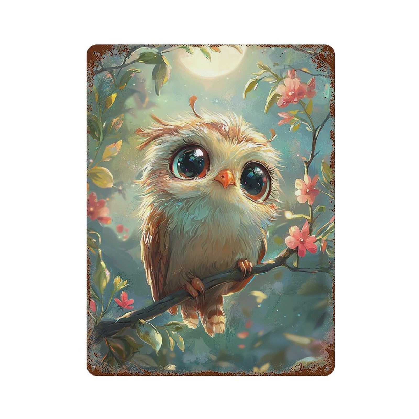 Enchanted Forest Owl -1 Vintage Rust Metal Sign 15.7"x11.8", Shabby Chic Decor for Living Room, Hallway And Home Decor